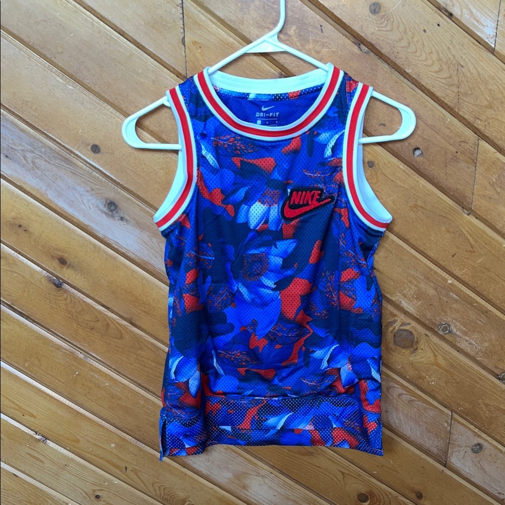 Nike Kids Camo Blue and Red Tank Top